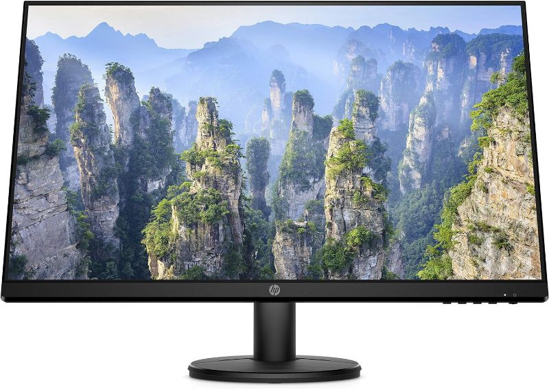 Photo 1 of HP V27i FHD Monitor 27-inch Diagonal Full HD Computer Desktop PC Monitor IPS Panel, 3-Sided Micro Edge, Low Blue Light Screen, Anti Glare, On-Screen Control, HDMI, VGA Ports - 9SV92AA Black (Renewed)
 ***USED***SCREEN IS DAMAGED***CAN BE USED FOR PARTS***