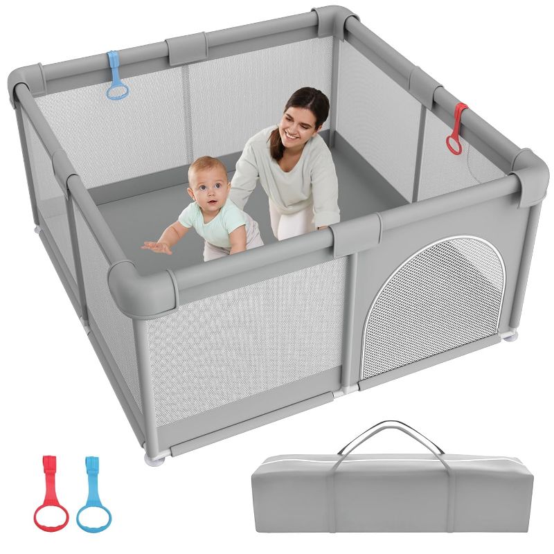 Photo 1 of Baby Playpen - 51"×51" Play Pens for Babies and Toddlers, Baby Playards for Infants with Soft Breathable Mesh | Easy Setup | Baby Play Yard with Gate and Carry Bag
