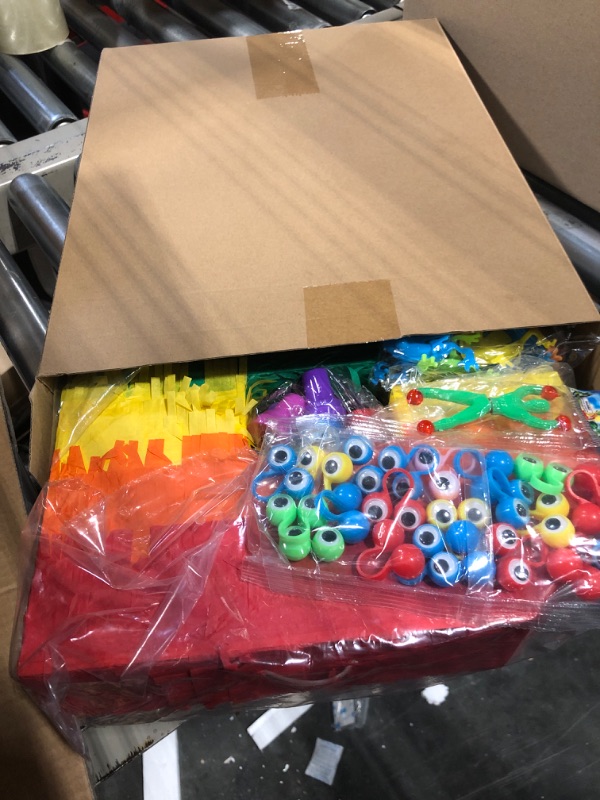 Photo 1 of 120 Pcs Rainbow Pinata Toy Set, Multicolor Kids Birthday Party Pinata with Blindfold Stick and Confetti Carnival Prize for Girls Boys 4th Anniversary Cinco De Mayo Fiesta Decor (Number 3)
