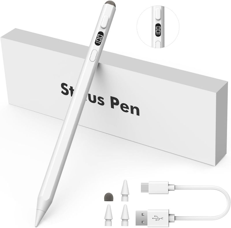 Photo 1 of MoKo Stylus Pen for iPad with Power Display, Dual-Tip Apple Pen 30 Mins Fast Charge Apple iPad 10th Gen Pencil Compatible with iPad Pro 12.9/11", iPad Air 6/5/4/3, iPad Mini 6/5, iPad 10/9/8/7/6,White
