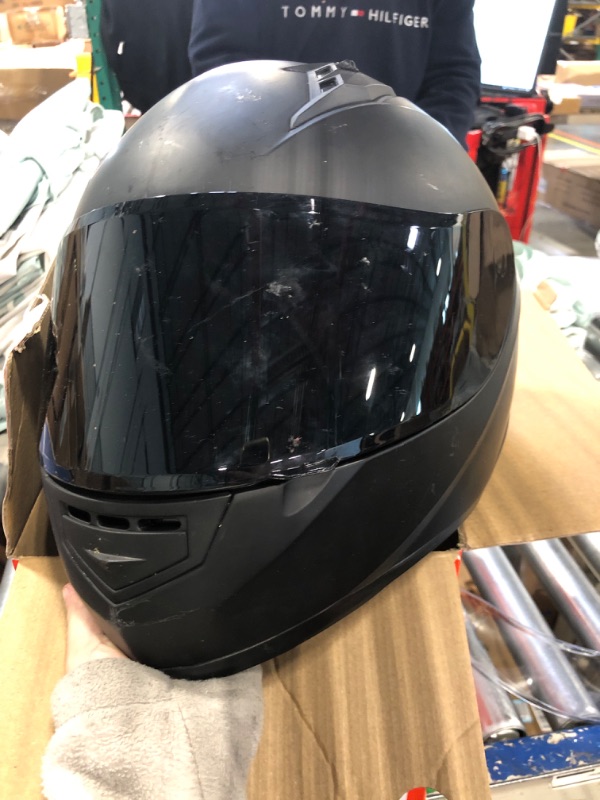 Photo 2 of GLX GX11 Compact Lightweight Full Face Motorcycle Street Bike Helmet with Extra Tinted Visor DOT Approved (Matte Black, Small) Matte Black Small