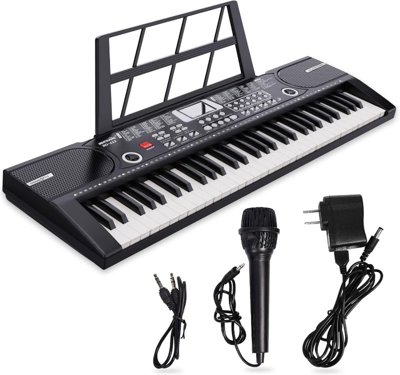 Photo 1 of 61 Keys Keyboard Piano, Electronic Digital Piano with Built-In Speaker Microphone, Sheet Stand and Power Supply, Portable Keyboard Gift Teaching for Beginners
