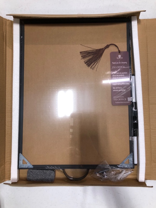 Photo 1 of TSJ OFFICE Small Whiteboard Cork-Board - 16" X 12" Portable Aluminum Black Framed Magnetic Dry Erase Board, Small Bulletin Cork Board with Holder for Office, Home and School Corkboard Whiteboard-black 16“x12"