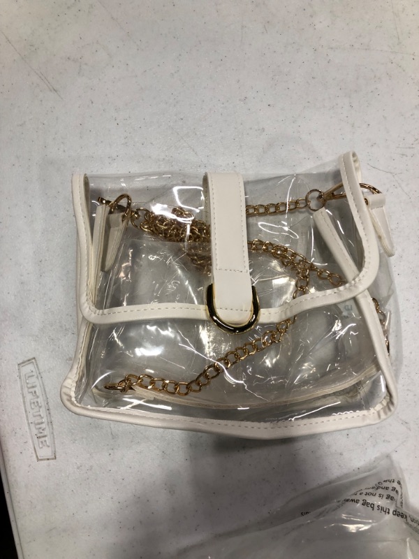 Photo 2 of Clear Purse for Women, Clear Crossbody Bag Stadium Approved, Clear Handbag Clear Clutch Purses with Magnetic Snap Closure Clear Purse-gold