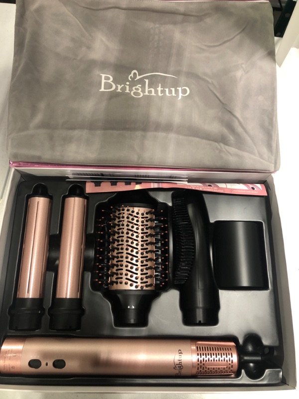 Photo 2 of Brightup Hair Dryer Brush with 110,000 RPM High-Speed Brushless Motor, Negative Ionic Blow Dryer for Fast Drying, 5 in 1 Professional Hot Air Wrap Styler for Curling Volumizing Straightening & Styling