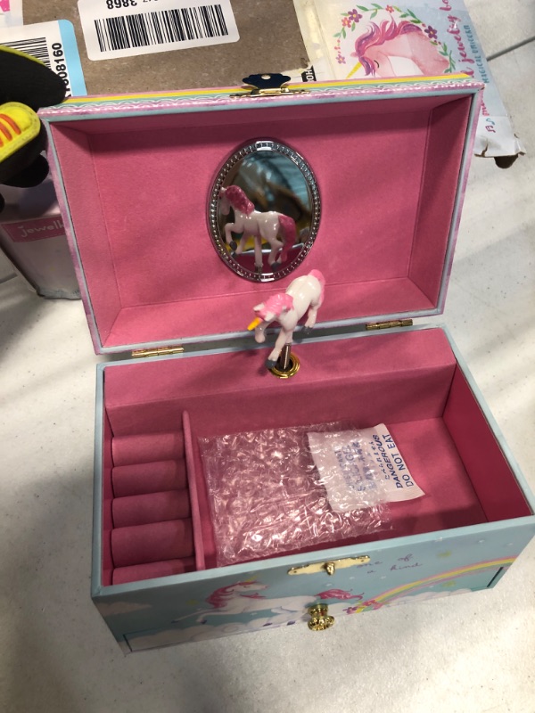 Photo 3 of Girl's Musical Jewelry Storage Box with Pullout Drawer, Rainbow Unicorn Design,The Unicorn Tune