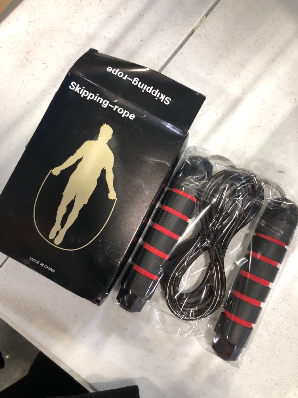 Photo 2 of  Jump Rope, Adjustable Jump Ropes,Skipping Rope Tangle-Free Rapid Speed with Ball Bearings for Women Men Kids,Exercise & Slim Body Jumprope at Home School Gym Red