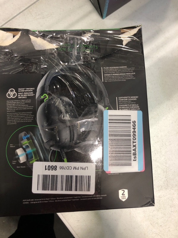 Photo 4 of ***CORD PLUG IN DAMAGED*** 
Razer BlackShark V2 X Gaming Headset: 7.1 Surround Sound - 50mm Drivers - Memory Foam Cushion - for PC, PS4, PS5, Switch, Xbox One, Xbox Series X|S, Mobile - 3.5mm Audio Jack - Classic Black