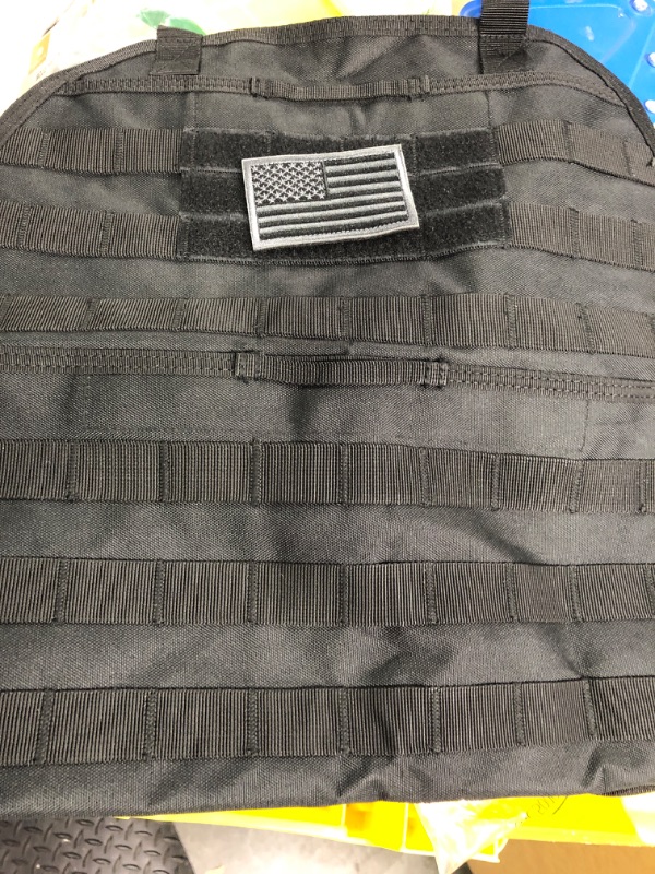 Photo 1 of Tacticool Car Seat Back Organizer - Upgraded Tactical Molle Vehicle Panel Universal Fit Car Seat Cover Protector with Extra USA Flag Patch (Black)