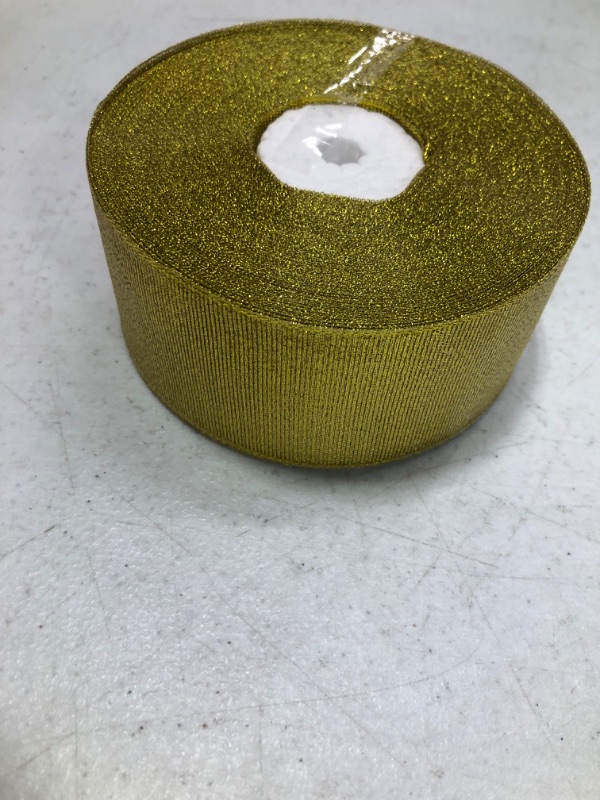 Photo 2 of 50 Yards Gold Glitter Ribbon 2 Inch, Sparkly Width Solid Fabric Ribbon for Gift Wrapping, Crafts, Holiday Wedding Birthday Party Decoration Flower Bouquet, 2 Inch Metallic Gold Ribbon Roll Gold 2 in x 50 yds