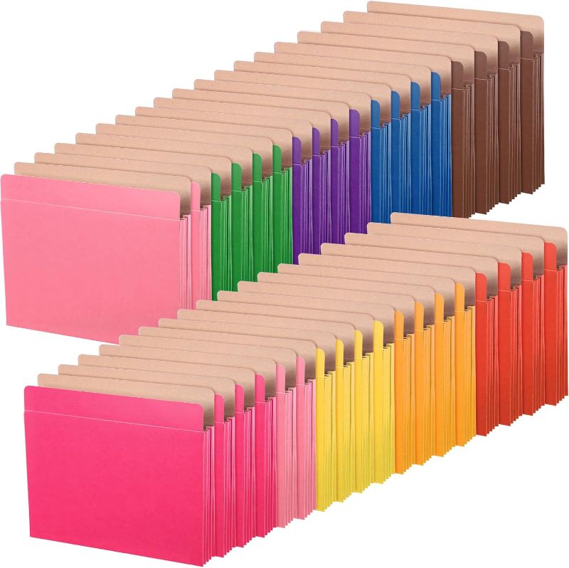 Photo 1 of 36 Pcs Expanding File Pocket Folder Organizer Letter Size Expandable File Folder 3.5 Inch Expansion Colored File Jackets for Office School 9.5 x 11.75 Inches 9 Colors