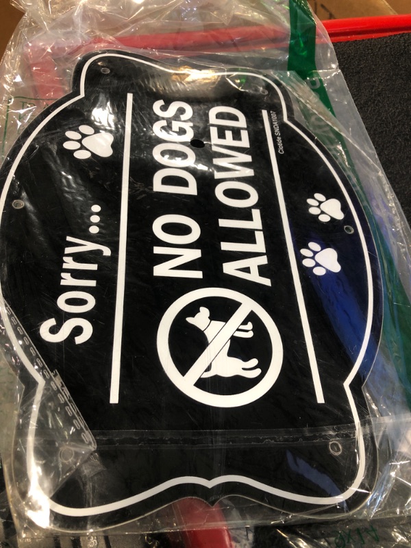Photo 1 of 1Pack No Dogs Allowed Sign, 10" x 7" Rustfree Aluminum Dog Sign,UV Protected and Weatherproof, Outdoor & Indoor Use