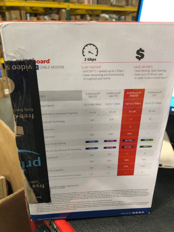 Photo 3 of ARRIS Surfboard | SB8200 DOCSIS 3.1 Modem (1 Gbps Max Internet Speeds) & W130 mAX Plus Mesh AX7800 WiFi 6 AX Router System Bundle (WiFi Coverage 6,000 sq ft) | Mesh with Your Cable Internet DOCSIS 3.1 Modem + AX7800 Mesh System