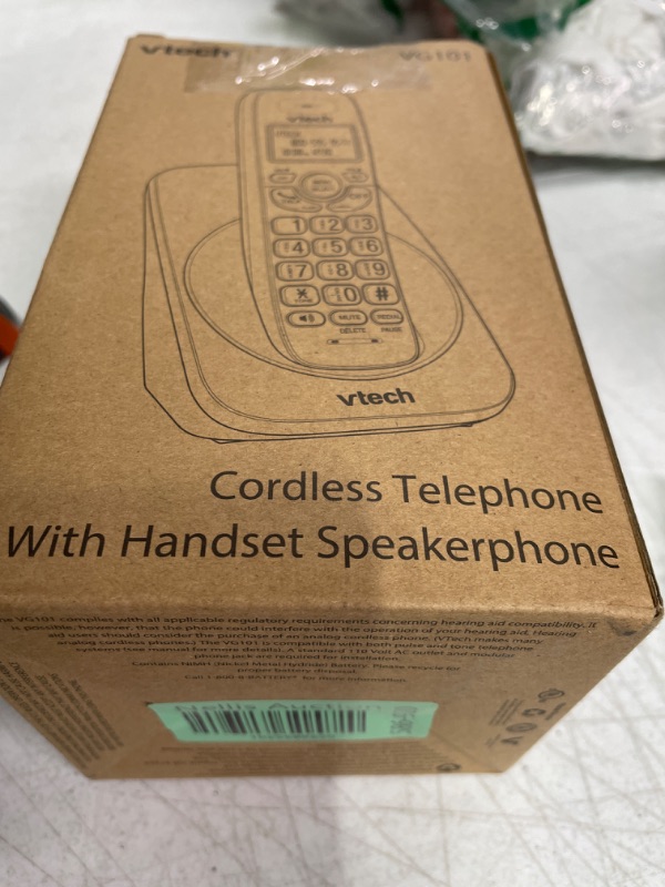 Photo 1 of VTech VG101 DECT 6.0 Cordless Phone for Home, Blue-White Backlit Display, Backlit Big Buttons, Full Duplex Speakerphone, Caller ID/Call Waiting, Easy Wall Mount, Reliable 1000 ft Range (White/Grey) Caller ID White