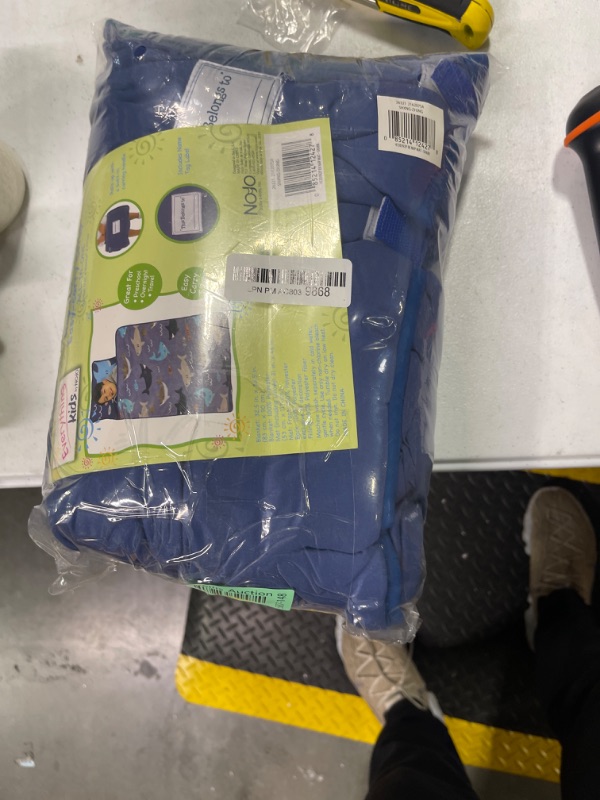 Photo 1 of Everything Kids Blue & Grey Shark Toddler Nap Mat with Pillow & Blanket, Grey, Blue, Navy, Orange
