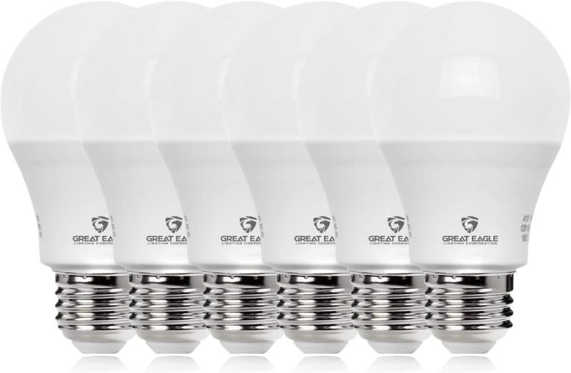 Photo 1 of Great Eagle Lighting Corporation A19 LED Light Bulb, 60W Equivalent Light Bulbs, 9W 2700K Warm White, Non-Dimmable LED Bulb, E26 Standard Base, Energy Efficient UL Listed CEC, (6-Pack)
