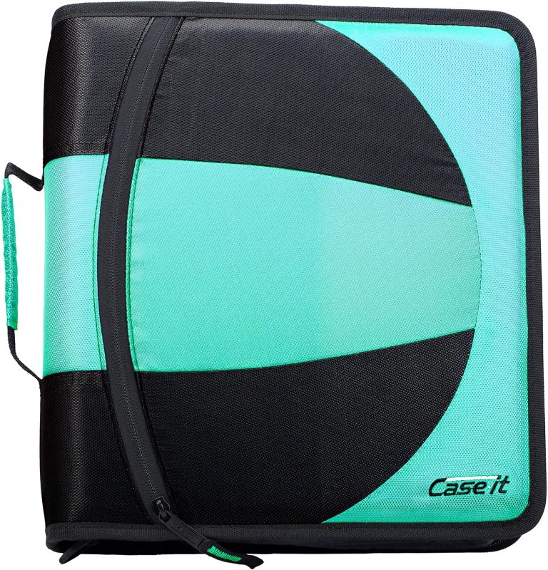 Photo 1 of Case-it The Dual 2-in-1 Zipper Binder - Two 1.5 Inch D-Rings - Includes Pencil Pouch - Multiple Pockets - 600 Sheet Capacity - Comes with Shoulder Strap - Spearmint Dual-101
