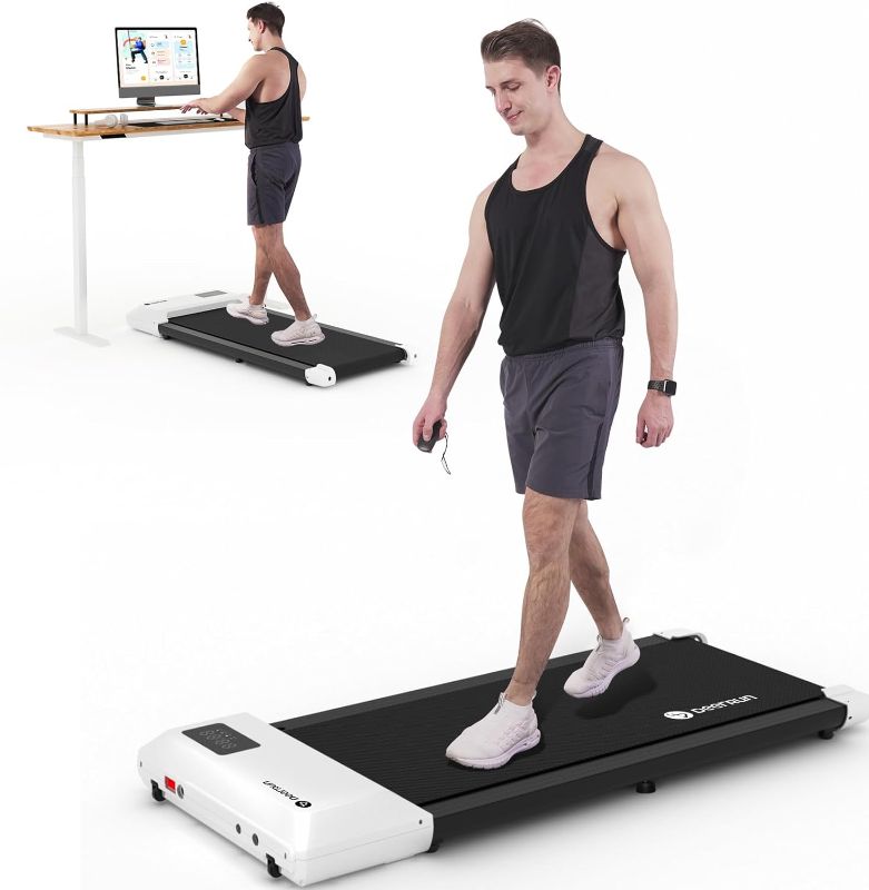 Photo 1 of ****IT WILL TURN ON BUT RECEIVES AN ERROR MESSAGE*** CAN BE USED FOR PARTS ONLY****Walking Pad Treadmill Under Desk, 2 in 1 Walking Pad Portable Treadmill with 265lbs Capacity, Under Desk Treadmill for Home/Office in LED with Wheels ****IT WILL TURN ON BU