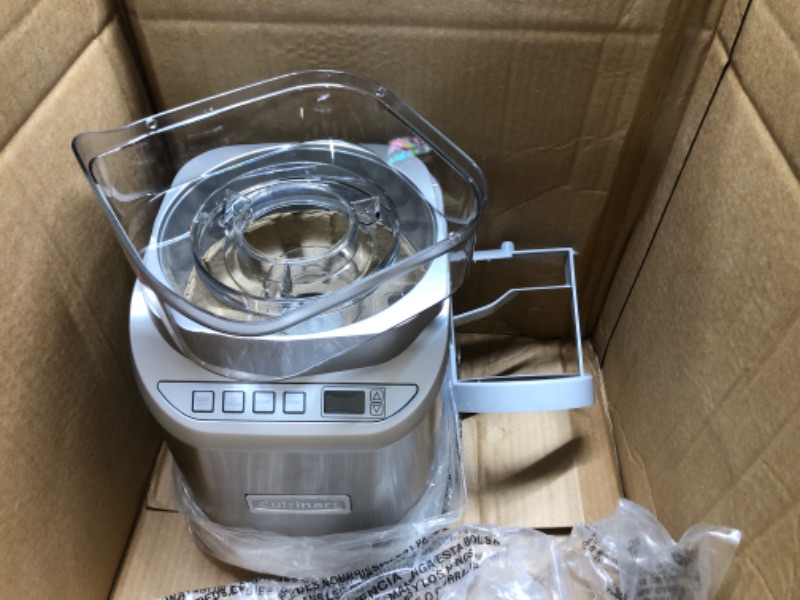 Photo 3 of **MISSING MAIN MIXING BOWL** Cuisinart Ice Cream Maker Machine, 2 Quart, Cool Creations Frozen Yogurt, Gelato, Sorbet Maker, LCD Screen and Timer, Stainless Steel, ICE-70P1