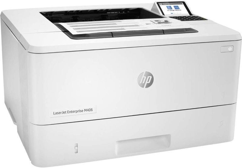 Photo 1 of HP LaserJet Enterprise M406dn Monochrome Printer with built-in Ethernet & 2-sided printing (3PZ15A), white