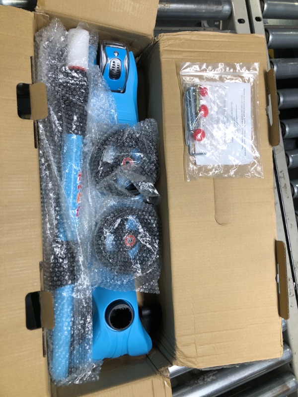 Photo 3 of Allek Kick Scooter B02, Lean 'N Glide Scooter with Extra Wide PU Light-Up Wheels and 4 Adjustable Heights for Children from 3-12yrs (Aqua Blue)
