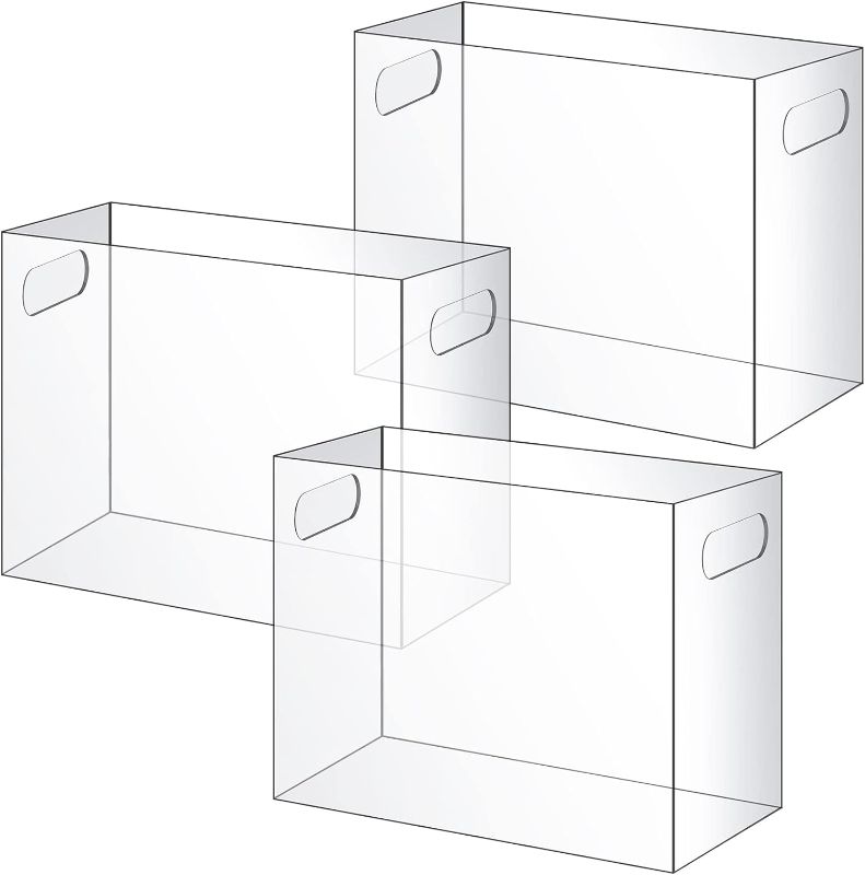 Photo 1 of 3 Pieces Acrylic File Organizer Acrylic Desktop File Box with Handle Hanging File Folder Box Clear File Holder Filing Box for Office Home School Letter Size File Folder Storage, 12.2 x 5.5 x 9.4 Inch****only one box