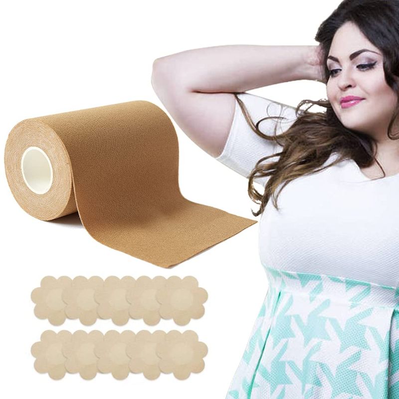 Photo 1 of Boob Tape 4 inch Wide, Breast Lift Tape, Boobytape Plus for Lift Large Big Size and A to G Cup,Adhesive Bra Tape, Body Tape Chest Support.Fashion Push up in All Dress (Nude B)
