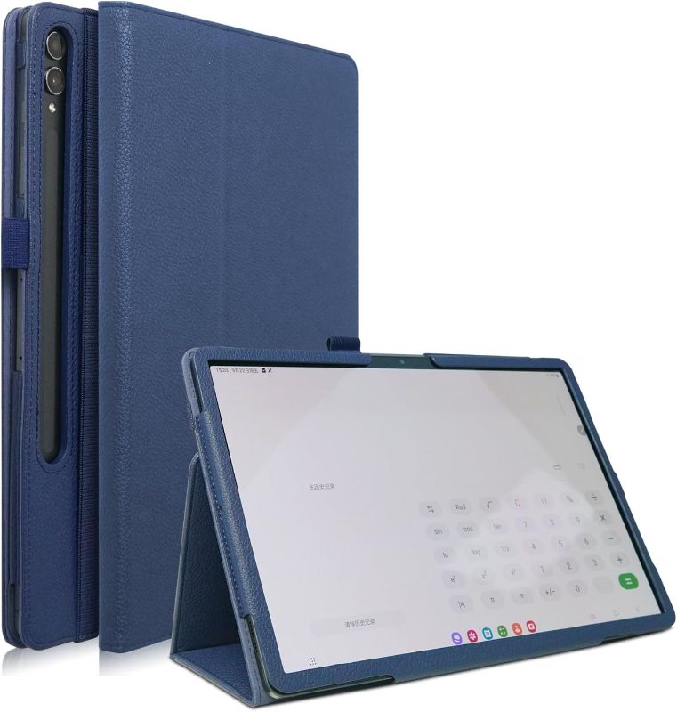 Photo 1 of Case for Samsung Galaxy Tab S9 Plus 12.4 inch 2023/S8 Plus 5G 12.4"/S7 Plus/S7 FE Tablet,Folio Slim Lightweight PU Leather Stand Cover with Handstrap and Pen Holder,Wake/Sleep Function,Navy
