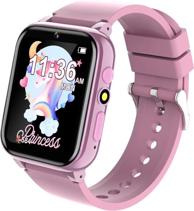 Photo 1 of Kids Smart Watch Girls Gift for Girls Aged 6-12, HD TouchScreen Kids Watch with 26 Games Video Camera Music Pedometer Audiostory Learn Card Educational Toys Birthday Gifts for Girls Ages 5 6 7 8 9 Pink