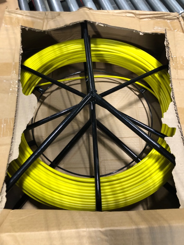 Photo 3 of Fish Tape Fiberglass 6MM 500FT Fish Tape Puller Fiberglass Wire Cable Running with Cage [6mm*150m] 500 ft