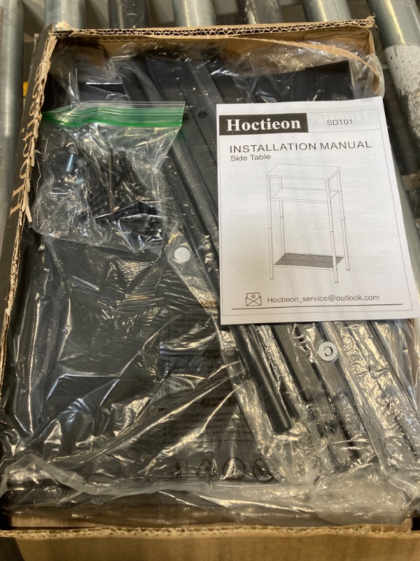 Photo 1 of Hoctieon 3 Tier End Table, Telephone Table, Tall Side Table with Storage, Small Nightstand for Small Spaces, Metal Frame, for Living Room, Bedroom, Sofa Couch, Hall, Easy Assembly, Greige Greige 1