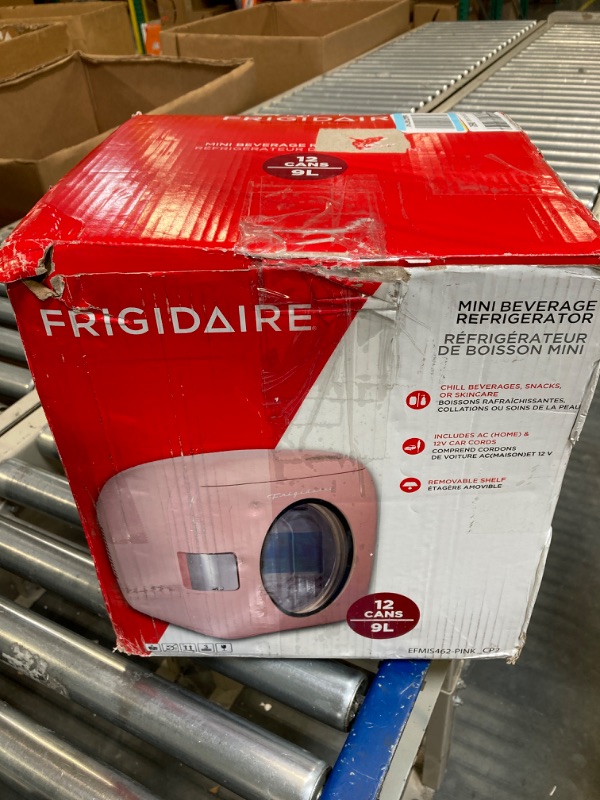 Photo 2 of **** MISSING CORD TO MAKE IT FUNCTIONAL****FRIGIDAIRE EFMIS462-PINK 12 Can Retro Mini Portable Personal Fridge/Cooler for Home, Office or Dorm, Pink PINK Cooler ***USED*** 