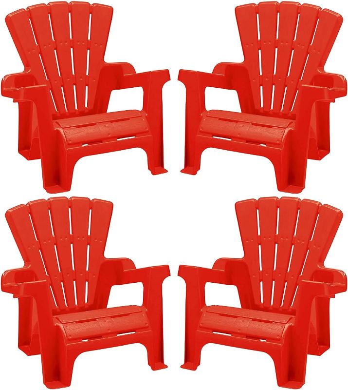 Photo 1 of American Plastic Toys Kids’ Adir-Pack, Red, 4, Stackable, Lightweight, & Portable, Outdoor, Beach, Lawn, Indoor, Comfortable Lounge Adirondack Chairs 4 Pack