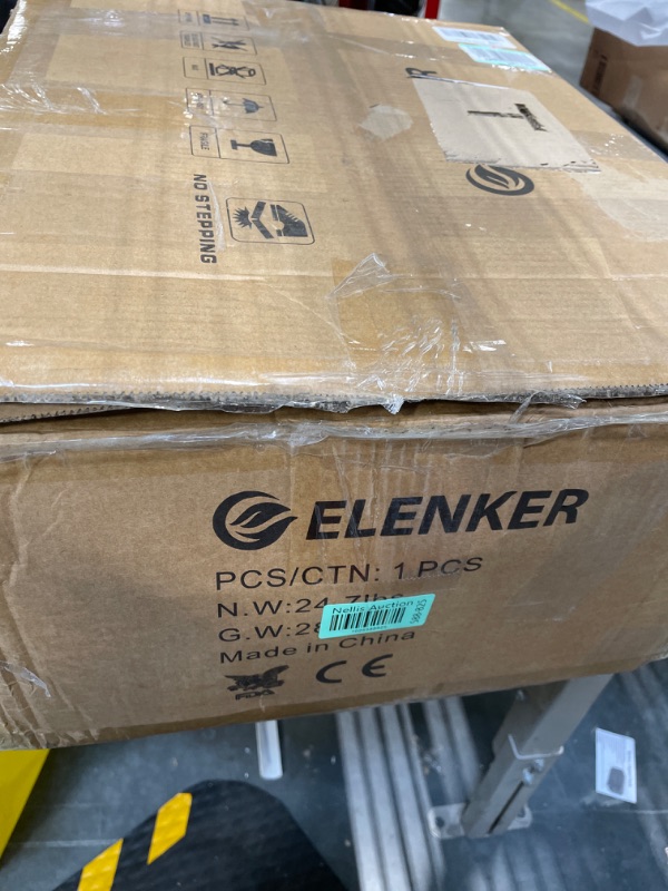 Photo 1 of ELENKER Upright Rollator Walker, Stand Up Rollator Walker with Shock Absorber, 10” Front Wheels and Carrying Pouch, Suitable for Outdoor, White