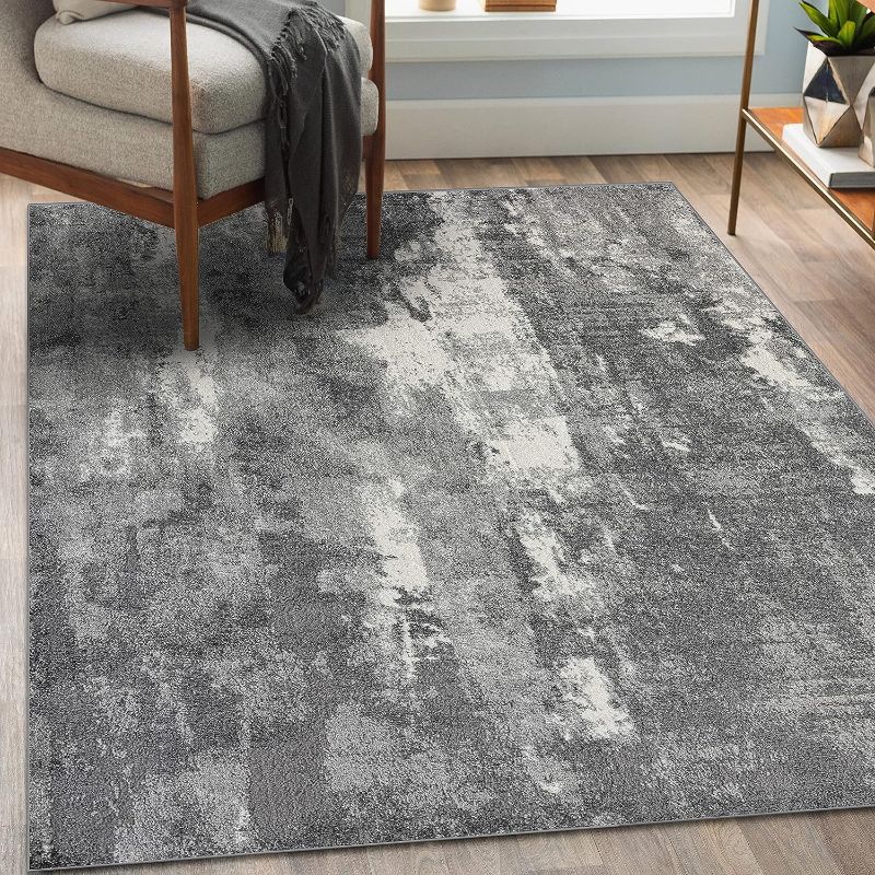 Photo 1 of LUXE WEAVERS Euston Collection 7681 Dark Grey 5x7 Modern Abstract Area Rug
