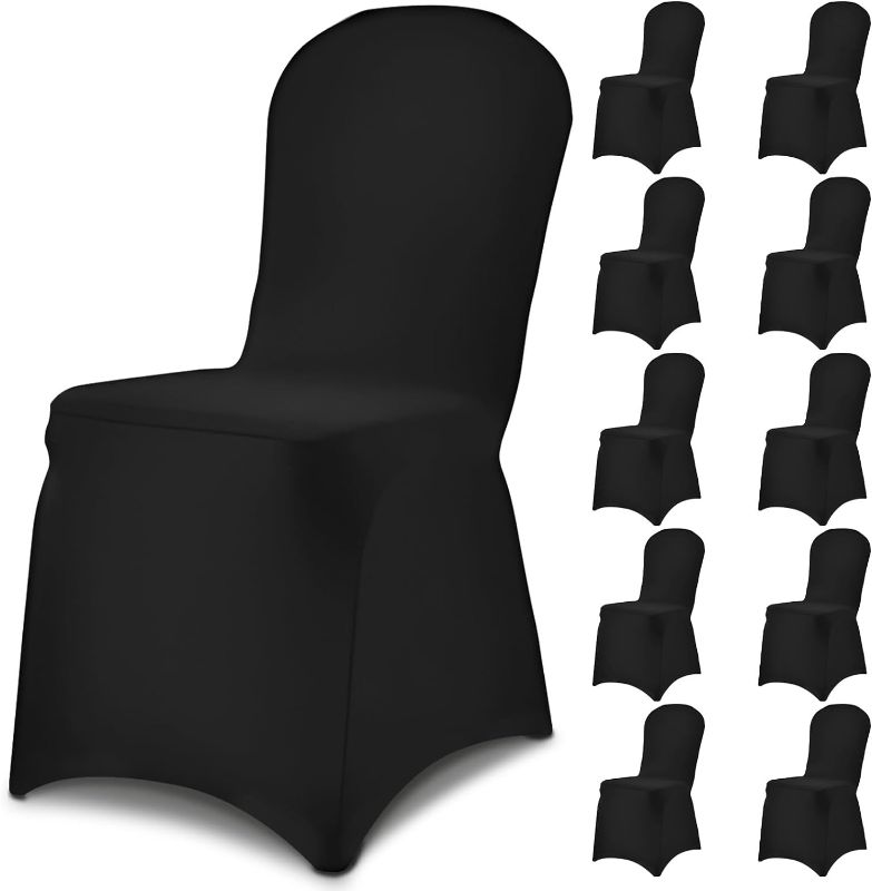 Photo 1 of 100 Pack Black Dining Chair Covers - Stretchy and Durable Spandex Slipcovers for Wedding, Party, Banquet, Event - Protect and Decorate Your Dining Chairs
