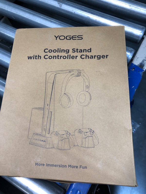 Photo 2 of YOGES PS5 Stand and Cooling Station with Temperature Sensor (??? ??? ??? ????), 2H Fast PS5 Dual Controller Charger Station Accessories Cooler Fan with 2 Headset Holder White