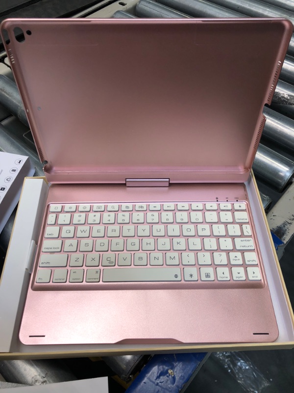 Photo 1 of BABG iPad Keyboard Case for iPad 6th Gen 2018, iPad 5th Gen 2017, iPad Pro 9.7, iPad Air 2, iPad Air 1, 360 Screen Rotation 7 Colors Backlight iPad Case with Keyboard - Rose Gold