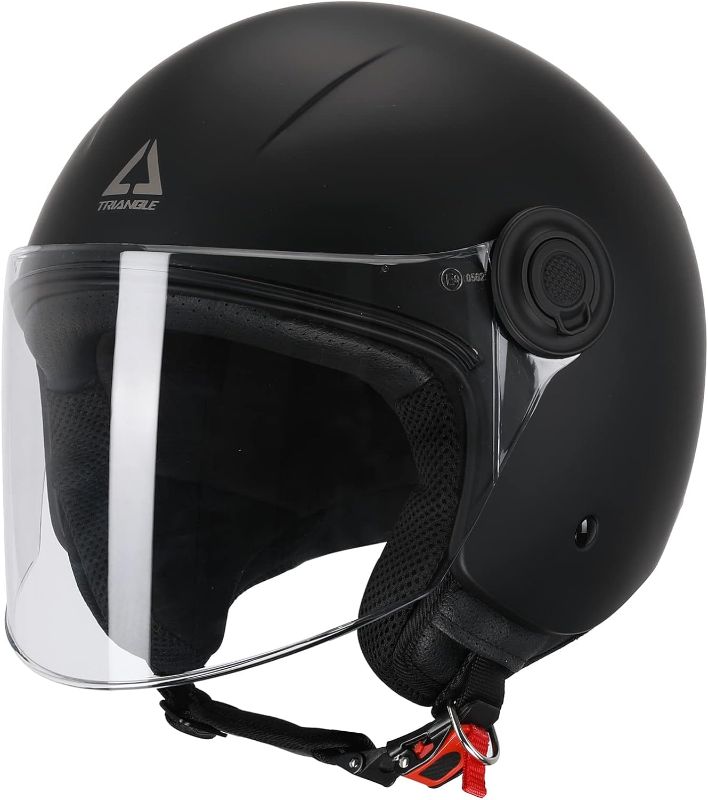 Photo 1 of TRIANGLE Open Face Motorcycle Helmet 3/4 Half Helmets with Clear Visor for Men Women DOT Approved
