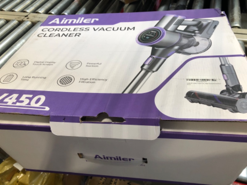 Photo 2 of AIMILER Cordless Vacuum Cleaner, 450W Cordless Stick Vacuum with 33Kpa Powerful Suction, 55min Runtime, Detachable Battery, Self-Standing 6 in 1 Lightweight Vacuum for Hard Floor
