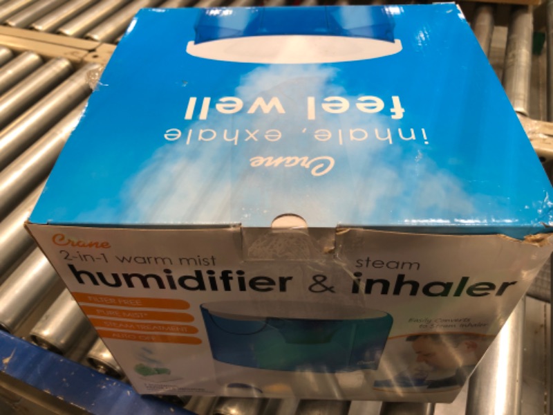 Photo 1 of Crane EE-5202 Inhaler & Warm Mist Humidifier, 0.5 Gallon, Blue & White Blue and White