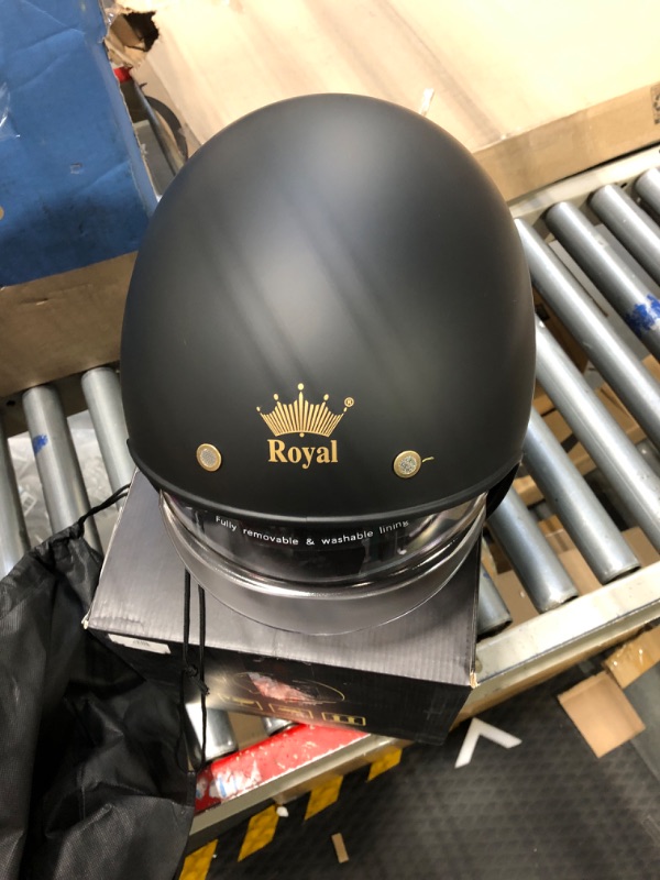 Photo 3 of Royal M139 Open Face Motorcycle Helmet - Retro Motorcycle Helmets, Vintage & Classic Style, 3/4 Vespa Helmet, Multi-Sport Impact Protection with Unique Design for Adult Women and Men Matte Black Small