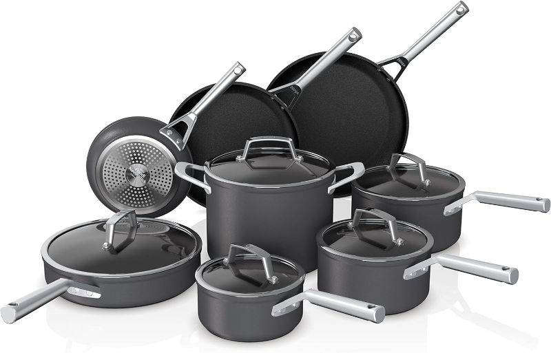 Photo 1 of **USED** ** MISSING PARTS** Ninja C39600 Foodi NeverStick Premium Hard-Anodized 13-Piece Cookware Set, Guaranteed to Never Stick, Nonstick, Durable, Oven Safe to 500°F, Grey