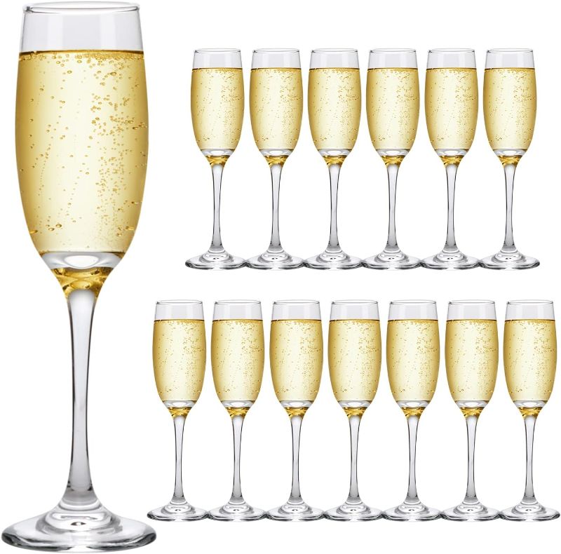 Photo 1 of 6oz Champagne Flute,Clear Champagne Glasses Set of 14,Elegant Stemmed Champagne Glasses Sparkling Wine Glasses for Birthday,Parties,Wedding