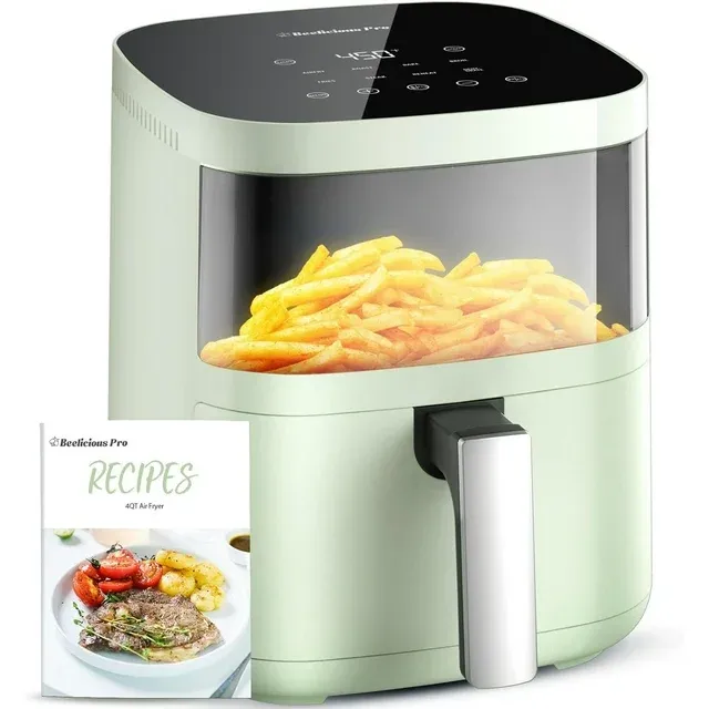 Photo 1 of Air Fryer,Beelicious® 8-in-1 Smart Compact 4QT Air Fryers,with Viewing Window,Shake Reminder,450°F Digital Airfryer with Flavor-Lock Tech,Dishwasher-Safe & Nonstick,Fit for 1-3 People,Avo Green