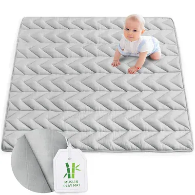 Photo 1 of Biloban Muslin Play Mats with Microfiber Filled - Square 50'' x 50'' - Grey - 50" x 50"