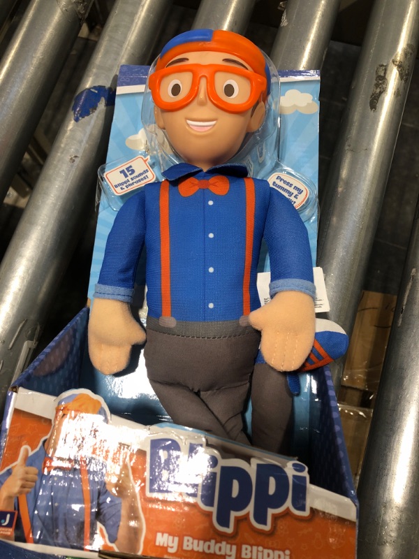 Photo 2 of Blippi BLP0013 Bendable Plush Doll, 16” Tall Featuring SFX-Squeeze The Belly to Hear Classic catchphrases-Fun, Educational Toys for Babies, Toddlers, and Young Kids