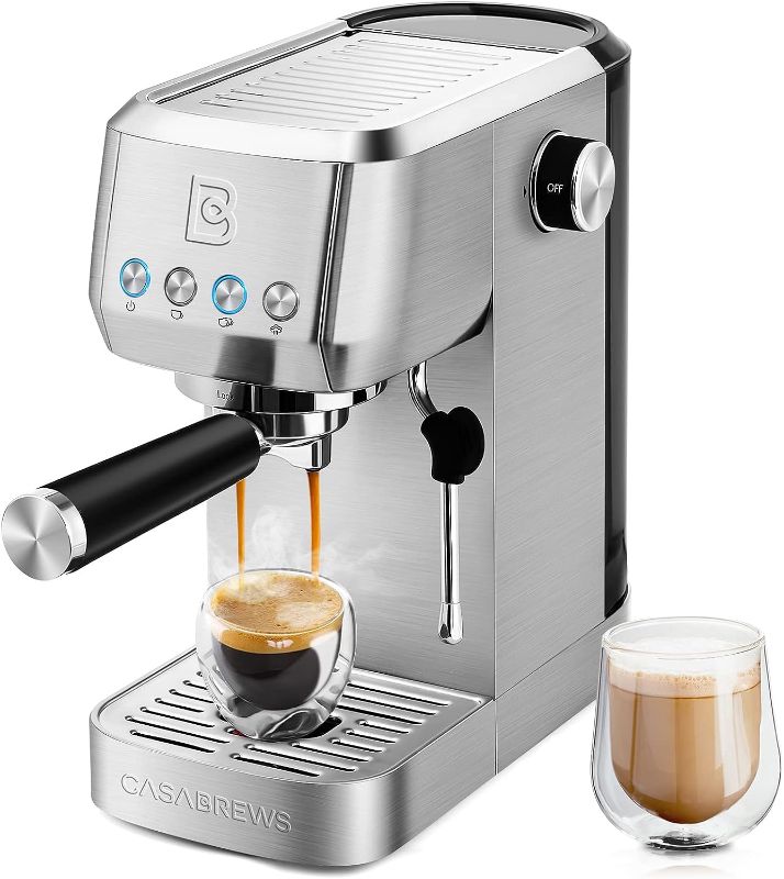 Photo 1 of CASABREWS Espresso Machine 20 Bar, Professional Espresso Maker Cappuccino Machine with Steam Milk Frother, Stainless Steel Espresso Coffee Machine with 49oz Removable Water Tank, Gift for Dad Mom