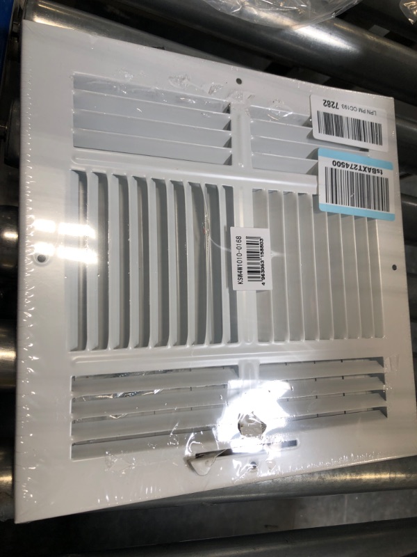 Photo 2 of 10"x 10" (Duct Opening Size) 4-Way Stamped Face Steel Ceiling/sidewall Air Supply Register - Vent Cover - Actual Outside Dimension 11.75" X 11.75"