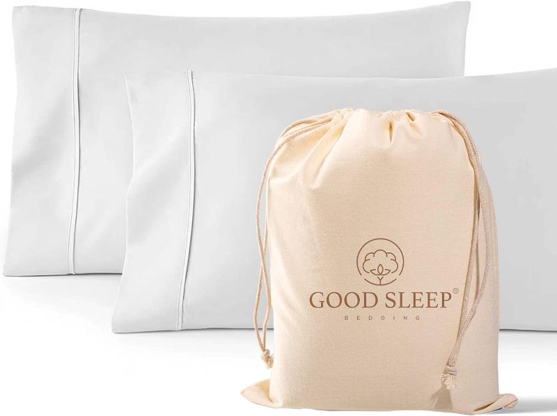 Photo 1 of 1000 TC White Standard Pillowcases Set of 2 100% Egyptian Cotton Pillow Cases with Long Staple Cotton & Sateen Weave, Silky Soft Hotel - Like Bed Pillow Covers for Comfy Sleeping, Snug Fit